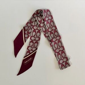 Coach - Textured Signature Print Silk Skinny Scarf